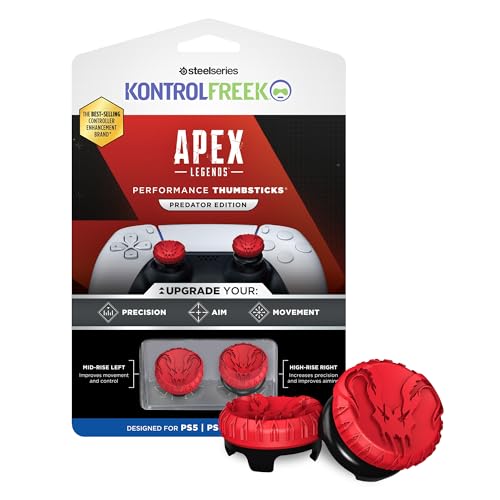 KontrolFreek Apex Legends: Predator Edition Performance Thumbsticks für Playstation 4 (PS4) und Playstation 5 (PS5) Controller | 1 High-Rise, 1 Mid-Rise, Concave | Rot/Schwarz von KontrolFreek