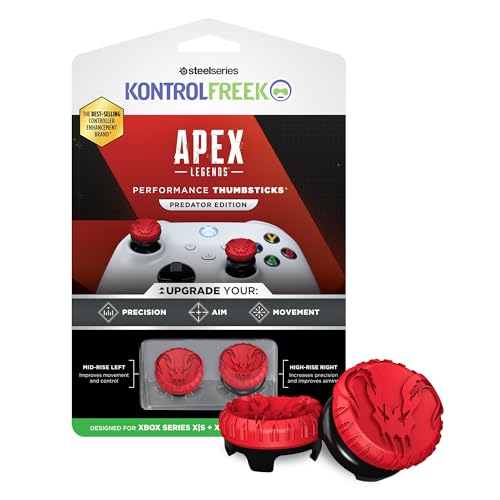 KontrolFreek Apex Legends: Predator Edition Performance Thumbsticks für Xbox One (XB1) und Xbox Series X (XBX) Controller, 1 High-Rise, 1 Mid-Rise, Concave | Rot/Schwarz von KontrolFreek