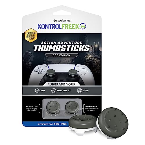 KontrolFreek CQC Classic für Playstation 4 (PS4) und Playstation 5 (PS5) Controller | Performance Thumbsticks | 2 mittelhohe konkave | Grau/Weiß von KontrolFreek