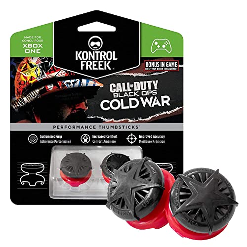 KontrolFreek Call of Duty: Black Ops Cold War Performance Thumbsticks for Xbox One und Xbox Series X| 2 High-Rise, Concave| Black/Red von KontrolFreek