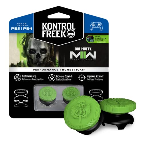 KontrolFreek Call of Duty: Modern Warfare II Performance Thumbsticks für PlayStation 4 (PS4) und PlayStation 5 (PS5) | 2 High-Rise, Hybrid/Flat | Schwarz/Grün von KontrolFreek