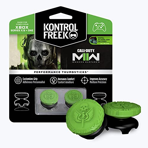 KontrolFreek Call of Duty: Modern Warfare II Performance Thumbsticks für Xbox One und Xbox Series X | 2 High-Rise, Hybrid/Flat | Schwarz/Grün von KontrolFreek