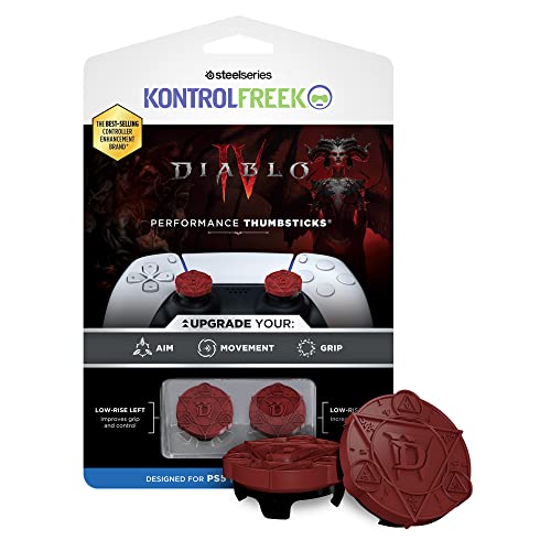 KontrolFreek Diablo IV Performance Thumbsticks für PlayStation 4 (PS4) und PlayStation 5 (PS5) Controller | 2 Low-Rise | Rot & Schwarz von KontrolFreek