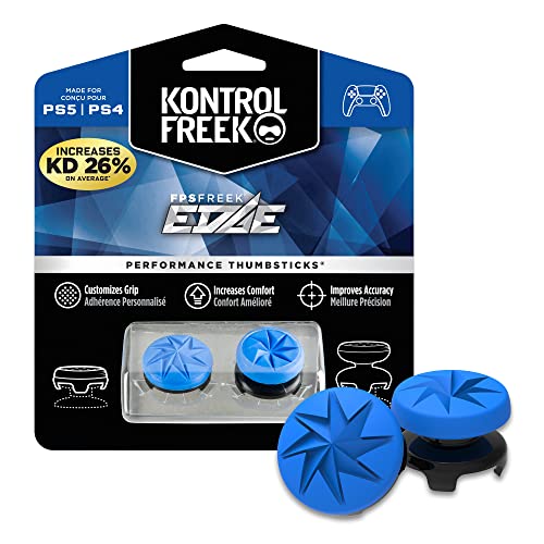 KontrolFreek FPS Freek Edge für Playstation 4 (PS4) und Playstation 5 (PS5) | Performance Thumbsticks | 1 High-Rise Convex, 1 Low-Rise Convex | Blau von KontrolFreek