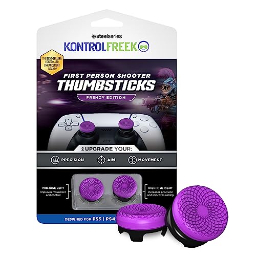 KontrolFreek FPS Freek Frenzy für Playstation 5 (PS5) und Playstation 4 (PS4) Controller | Performance Thumbsticks | 1 High-Rise, 1 Mid-Rise | Lila/Schwarz von KontrolFreek