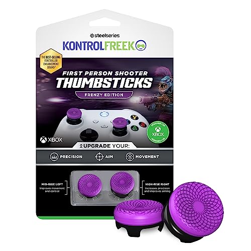 KontrolFreek FPS Freek Frenzy für Xbox One und Xbox Series X Controller, Performance Thumbsticks, 1 High-Rise, 1 Mid-Rise, Lila/Schwarz von KontrolFreek
