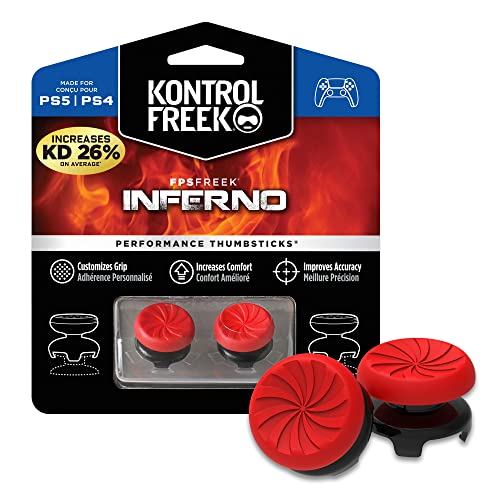 KontrolFreek FPS Freek Inferno für Playstation 4 (PS4) und Playstation 5 (PS5) - Performance Thumbsticks - 2 x Hoch Konkav - Rot von KontrolFreek