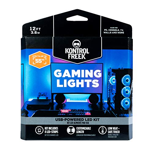 KontrolFreek Gaming-Lichter: LED-Lichtstreifen, USB-betrieben mit Controller, 3M-Kleber für TV, Konsole, PC, Wand (3,6 m) von KontrolFreek