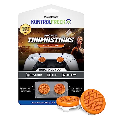 KontrolFreek Omni für Playstation 5, PS5 und Playstation 4, PS4, Performance Thumbsticks, 2 Low-Rise Concave, Orange/Weiß von KontrolFreek