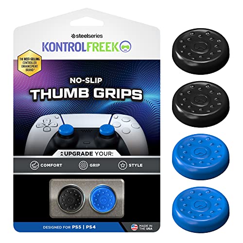 KontrolFreek Rutschfeste Daumengriffe für Playstation 5 (PS5) und Playstation 4 (PS4) Controller, 4 Stück, Blau und Schwarz von KontrolFreek