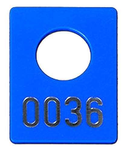 100 Garderobenmarken Kunststoff, Plastik in blau mit Ziffernprägung, div. Nummerkreise wählbar (blau, Nr. 0001-0100) von Kontrollband-Shop24