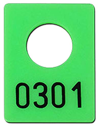 100 Garderobenmarken Kunststoff, Plastik in neongrün mit Ziffernprägung, div. Nummerkreise wählbar (neongrün, Nr. 0001-0100) von Kontrollband-Shop24