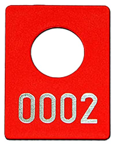 300 Garderobenmarken Kunststoff, Plastik mit Ziffernprägung # 0001-0300, Farbe wählbar (rot) von Kontrollband-Shop24