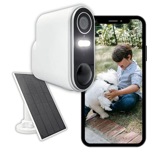 Konyks Camini Air 2 Solar – Überwachungskamera für den Außenbereich, kabellos, WiFi mit Solarpanel, Benachrichtigungen bei Bewegungserkennung, Nachtsicht in Farben, Beleuchtung und Sirene von Konyks