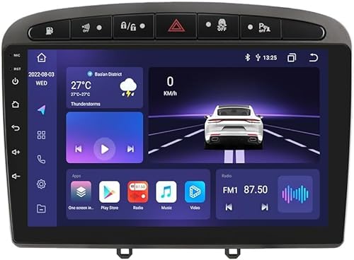 Android 12 Autoradio 9 Zoll Touchscreen 8-Kern 4GB+32GB Für Peugeot 308 308SW 1 2007-2015/Peugeot 408 1 2012-2020/Peugeot CRZ WiFi CarPlay/Android Auto Bluetooth 4G LTE RDS SWC Bluetooth 5.0 (Grau) von KooDux