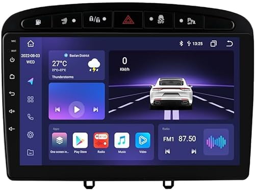 Android 12 Autoradio 9 Zoll Touchscreen 8-Kern 4GB+32GB Für Peugeot 308 308SW 1 2007-2015/Peugeot 408 1 2012-2020/Peugeot CRZ WiFi CarPlay/Android Auto Bluetooth 4G LTE RDS SWC Bluetooth 5.0 (Schwarz) von KooDux