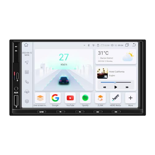KooDux 8-Core 7-Zoll-Stereo-Display, 2-Din-Autoradio mit kabellosem Carplay/Android Auto/Mirror Link/Sprachsteuerung, unterstützt BT5.0/USB/Schnellladung/AM/FM/GPS/4G-SIM/DSP (8+128GB) von KooDux