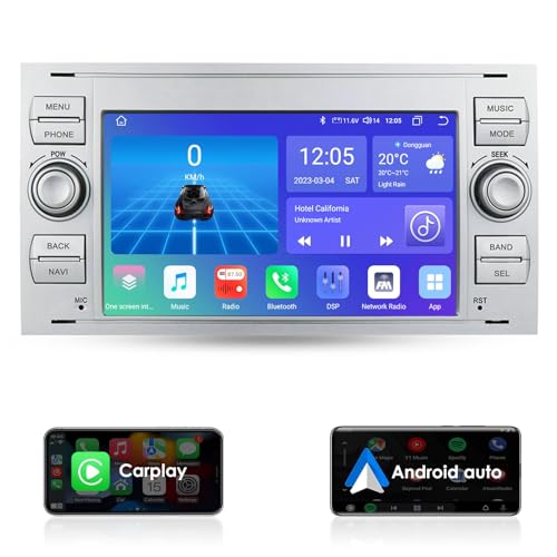 KooDux 8 Core Autoradio für Ford C-Max Connect Fiesta Focus Kuga Transit Mondeo Galaxy Unterstützung Wetteranzeige USB Bluetooth WiFi 4G LTE EQ DVR SWC RDS (Silber) von KooDux