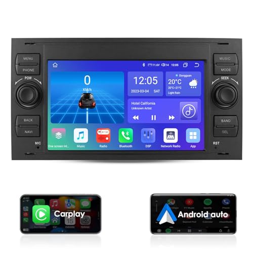KooDux Android 12 Autoradio für Ford C-Max Connect Fiesta Fusion Kuga Mondeo Galaxy Kuga Mondeo S-Max Transit Focus, 4+32GB GPS-Navigation Sie CarPlay Android Auto 4G LTE Wetteranzeige DSP (schwarz) von KooDux