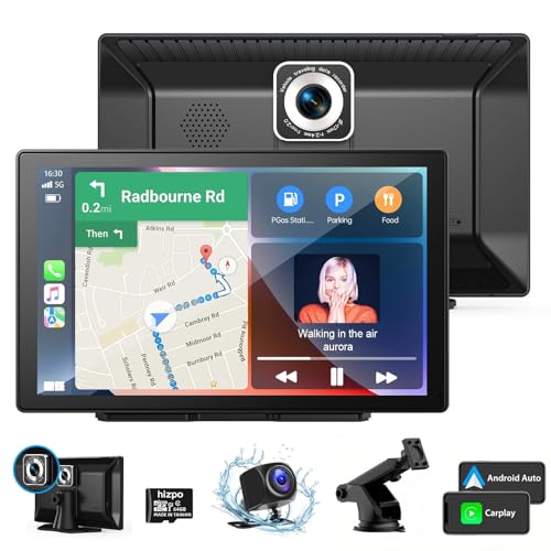 KooDux Auto Bildschirm für Wireless CarPlay&Android Auto mit 4K Dashcam, 9'' tragbare Autoradio Stereo mit 1080P Rückfahrkamera, GPS Navigation, Sprachsteuerung, mit 64GB TF Karte, FM, AUX, Bluetooth KooDux Auto Bildschirm für Wireless CarPlay&Android Auto mit 4K Dashcam, 9'' tragbare Autoradio Stereo mit 1080P Rückfahrkamera, GPS Navigation, Sprachsteuerung, mit 64GB TF Karte, FM, AUX, Bluetooth von KooDux