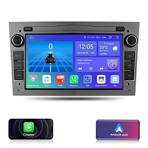 KooDux Carplay Autoradio GPS Navigation mit 7 Zoll Touchscreen für Vauxhall Corsa Meriva Tigra Twintop Vectra Combo Astra Vivaro Signum Zafra, 6+64GB Support DSP Bluetooth MirrorLink SWC RDS (Grau) von KooDux