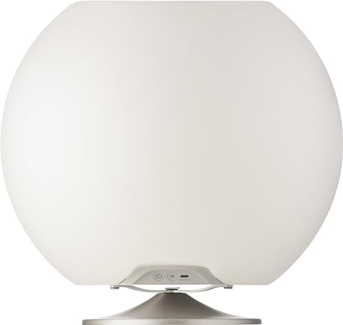 Kooduu Sphere Tragbare Lautsprecherlampe - Dimmbares LED-Licht, drahtloser Bluetooth-Lautsprecher mit integriertem Getränkehalter - Innen- und Außendekoration, gebürstetes Silber von Kooduu