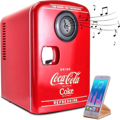 Coke Mini Kühlschrank für Schlafzimmer 4L Kleiner Kühlschrank 6 Dosen Tischkühlschrank Kühler Wärmer mit eingebautem Bluetooth Wireless Lautsprecher für Home Desk Office Food Drinks von Coca-Cola, Rot Coke Mini Kühlschrank für Schlafzimmer 4L Kleiner Kühlschrank 6 Dosen Tischkühlschrank Kühler Wärmer mit eingebautem Bluetooth Wireless Lautsprecher für Home Desk Office Food Drinks von Coca-Cola, Rot von Koolatron
