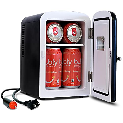 Koolatron Retro-Mini kÃhlschrank 4 Liter Kühlschrank für Schlafzimmer 6 Dosen kleiner Kühlschrank für Hautpflege,Lebensmittel,Getränke, Kosmetik,Kinder,Zuhause,Auto & Reisen,12 V DC Netzkabel,Schwarz von Koolatron