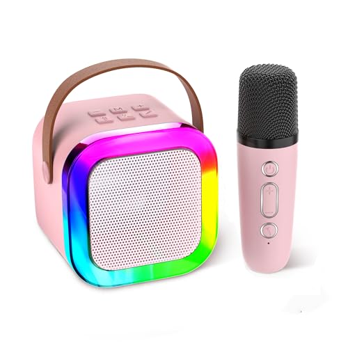 Koolcover Karaoke-Maschine für Kinder Erwachsene, tragbare Kinder-Karaoke-Lautsprecher mit 1 drahtloses Mikrofon, Geschenke für Mädchen im Alter von 4, 5, 6, 7, 8, 9, 10, 12 +Jahr alt Geburtstagsparty von Koolcover