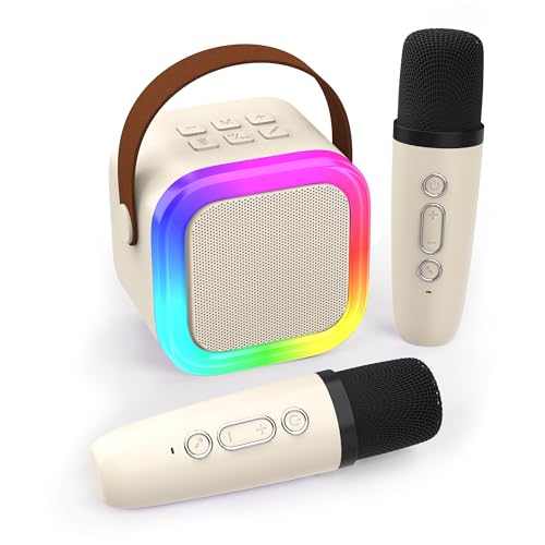 Koolcover Karaoke-Maschine für Kinder Erwachsene, tragbare Kinder-Karaoke-Lautsprecher mit 2 drahtloses Mikrofon, Geschenke für Mädchen im Alter von 4, 5, 6, 7, 8, 9, 10, 12 +Jahr alt Geburtstagsparty von Koolcover