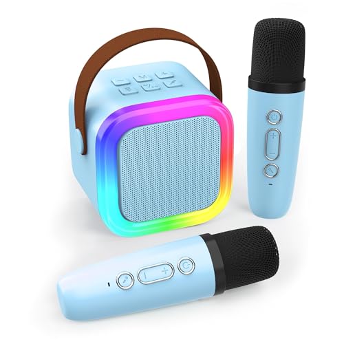 Koolcover Karaoke-Maschine für Kinder Erwachsene, tragbare Kinder-Karaoke-Lautsprecher mit 2 drahtloses Mikrofon, Geschenke für Mädchen im Alter von 4, 5, 6, 7, 8, 9, 10, 12 +Jahr alt Geburtstagsparty von Koolcover