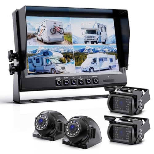 Koolenry 1080P Rückfahrkamera-System-Kit 9'' Quad-Split 1080P Monitor für Wohnmobile, Anhänger, Sattelschlepper und Koolenry 1080P Rückfahrkamera-System-Kit 9'' Quad-Split 1080P Monitor für Wohnmobile, Anhänger, Sattelschlepper und von Koolenry