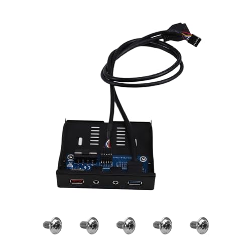 Koolenry Dual-USB 3.0 Hub 19Pin Front Panel für PC mit 3,5mm Headset-Anschluss & BC1.2 Schnellladung - Geeignet für 3,5-Diskettenlaufwerk-Schacht von Koolenry