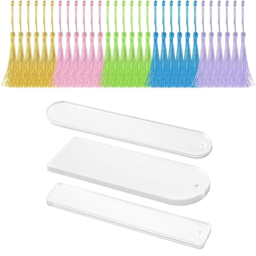 Koolenry Transparente Rechteck -Round -Lesezeichen für DIY -Handwerkshänge Geschenkmagelpreise Klare Acryl -Lesezeichen von Koolenry
