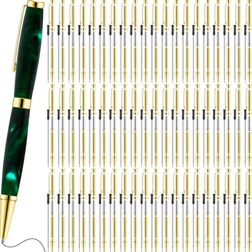 Koolenry Twist-Out-Stift-Kit für Woodturn 7 mm Slim Pen Bulk mit Nachfüllpackholzholzprojekten für DIY-Kunsthandwerk Gold von Koolenry