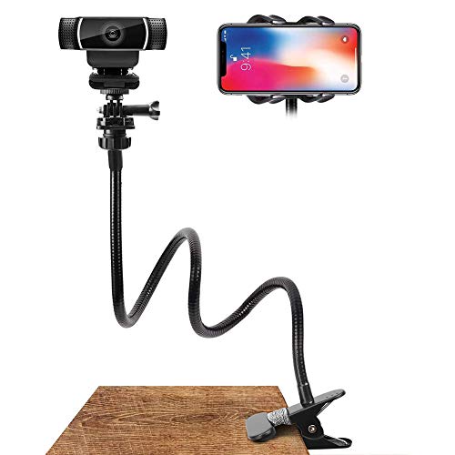 Yeglg Webcam-Halterung, flexibler verstellbarer Schwanenhals, Desktop-Webcam-Ständer, Kamera-Schreibtisch-Klemmhalterung, universelle 1/4-Zoll-Schrauben und Handy-Clips Handy Yeglg Webcam-Halterung, flexibler verstellbarer Schwanenhals, Desktop-Webcam-Ständer, Kamera-Schreibtisch-Klemmhalterung, universelle 1/4-Zoll-Schrauben und Handy-Clips Handy von Kopeme