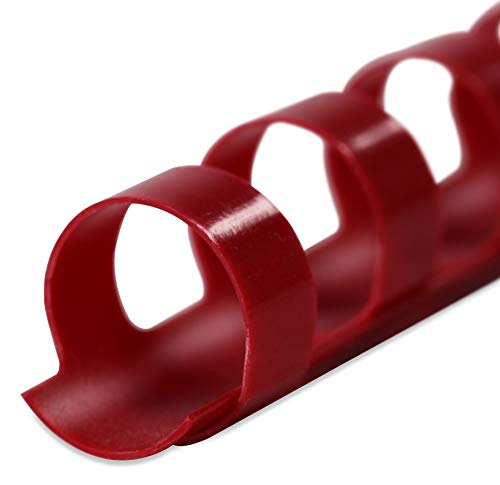 Plastikbinderücken, ROT, 10 mm, 21 Ringe, 100 Stück, für ca. 55 Blatt – Plastikringbindung, Spiralbindung, Ringbindung von Kopierladen Karnath GmbH