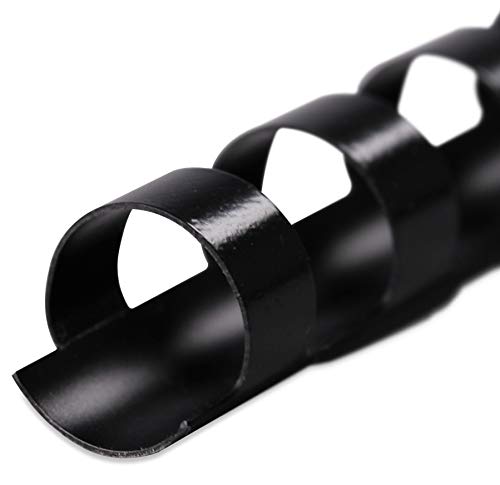 Plastikbinderücken, SCHWARZ, 16 mm, 21 Ringe, 100 Stück, für ca. 120 Blatt – Plastikringbindung, Spiralbindung, Ringbindung von Kopierladen Karnath GmbH