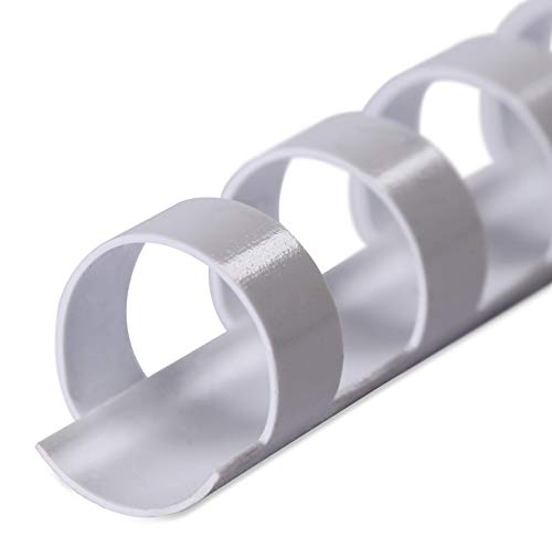 Plastikbinderücken, WEIß, 12 mm, 21 Ringe, 100 Stück, für ca. 80 Blatt – Plastikringbindung, Spiralbindung, Ringbindung von Kopierladen Karnath GmbH