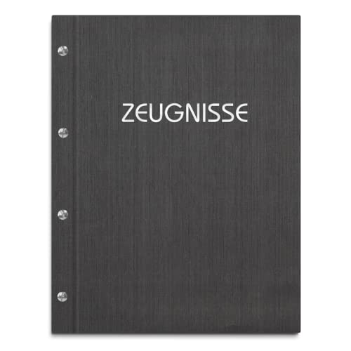 Zeugnismappe im schwarzen Einband in Leinenoptik mit hochwertigem Prägedruck in verschiedenen Farben – inkl. 12 oder 40 Sichthüllen von Kopierladen Karnath GmbH