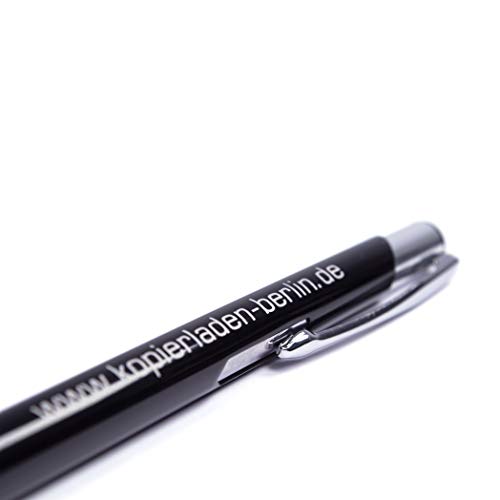 Kugelschreiber in schwarz mit Gravur – hochwertiger Kuli aus Metall, mit individuellem Text oder Logo selbst gestalten, 10 Stück von Kopierladen