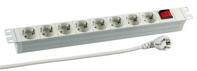 19" 1HE Steckdosenleiste 8 x CEE 7/3 -- mit Schalter, RAL7035 19" 1HE Steckdosenleiste 8 x CEE 7/3 -- mit Schalter, RAL7035 von Kopp