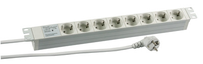 19" 1HE Steckdosenleiste 8 x CEE 7/3 mit -- Überspannungsschutz, RAL7035 19" 1HE Steckdosenleiste 8 x CEE 7/3 mit -- Überspannungsschutz, RAL7035 von Kopp
