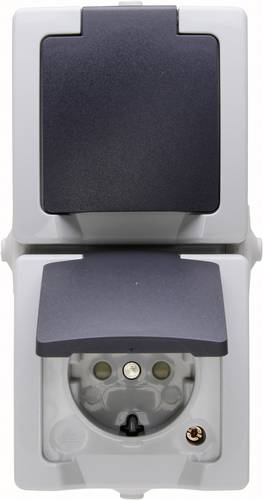 Kopp 136956008 Feuchtraum-Schalterprogramm Schutzkontakt-Steckdose mit Klappdeckel Nautic Grau von Kopp