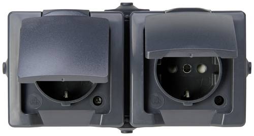 Kopp 137015003 Feuchtraum-Schalterprogramm Steckdose mit Klappdeckel Nautic Anthrazit von Kopp