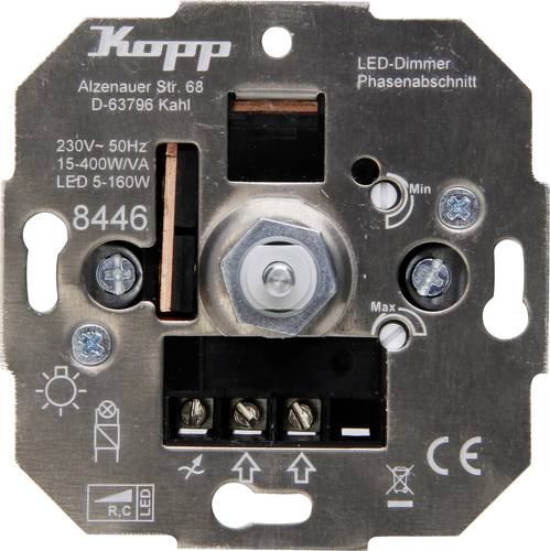 Kopp 844600004 Unterputz Dimmer Geeignet für Leuchtmittel: Glühlampe, Halogenlampe, LED-Lampe von Kopp