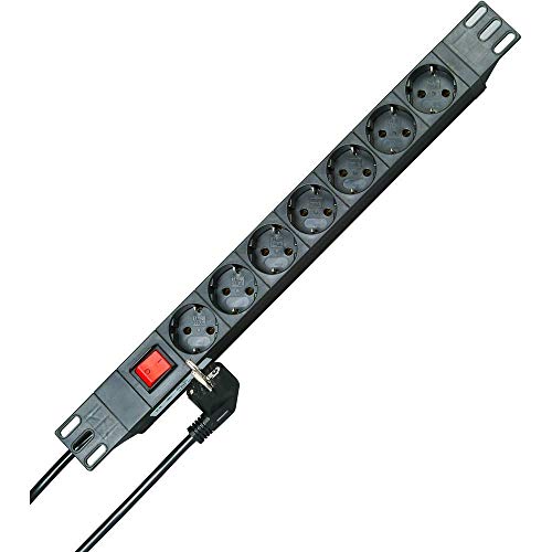 Kopp 930705011 PROFIversal PA, 7-fach mit Schutzk.-Std., 45 Grad gedr. Töpfen, 2m mit Schutzk.-Winkelstecker,250 VAC, 16 Amp, Schwarz von Kopp