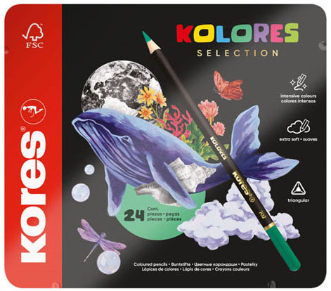 Kores Dreikant-Buntstifte , KOLORES SELECTION, , 24er Etui von Kores