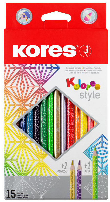 Kores Dreikant-Buntstifte , Kolores Style, , 15er Kartonetui von Kores