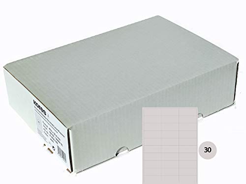 Kores E7029.500 Universal-Etiketten, 70 x 29.7 mm Großpackung mit 500 Blatt, weiß, 15.000 Etiketten für InkJet, Laser + Kopierer von Kores